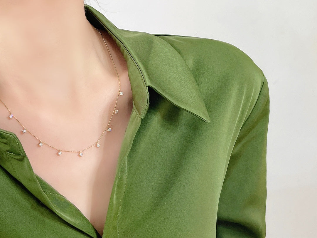 0.7ct Natural Diamond 18k Gold Charm Necklace