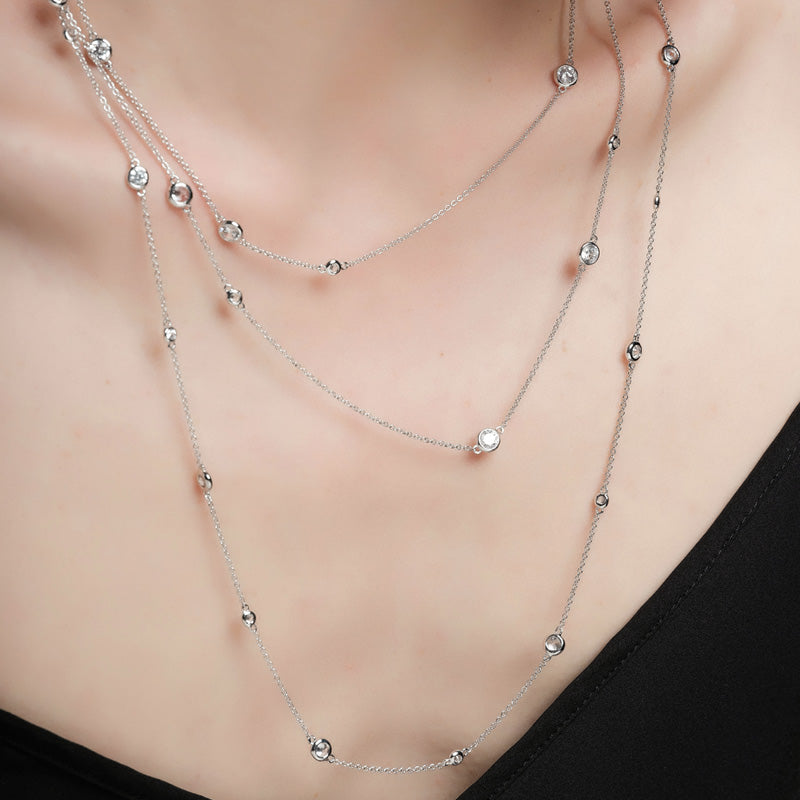 Moissanite 925 Silver Multi-Strand Necklace