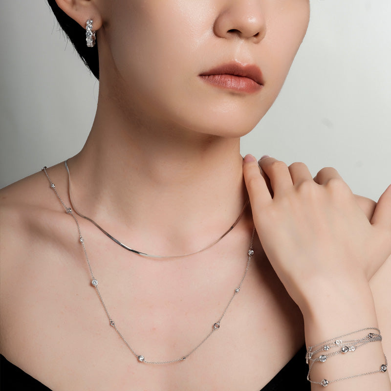Moissanite 925 Silver Multi-Strand Necklace