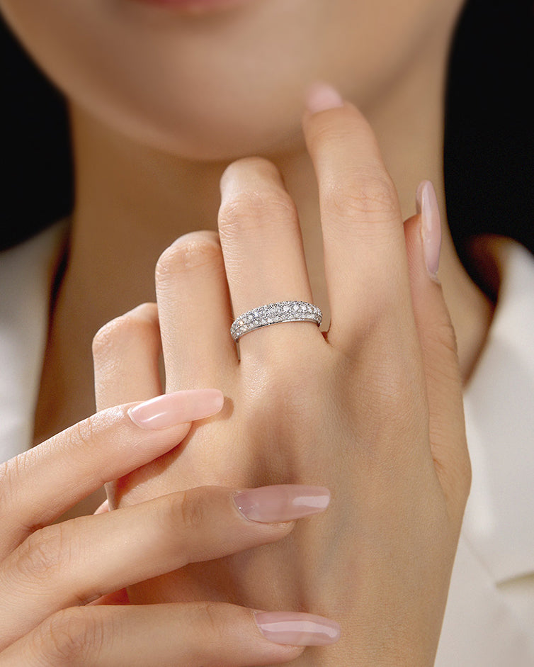 0.6ct Natural Diamond 18k Gold Half-Band Eternity Ring