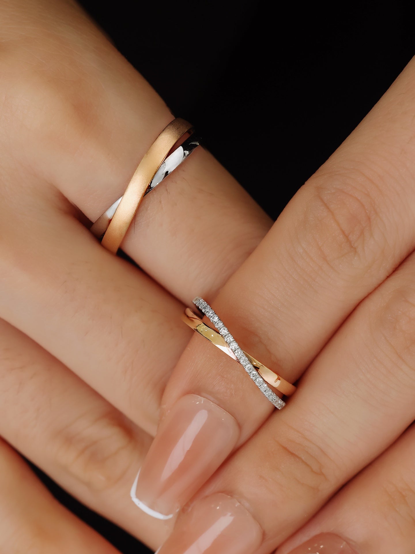 18k Gold Wedding Ring Pair with Diamonds