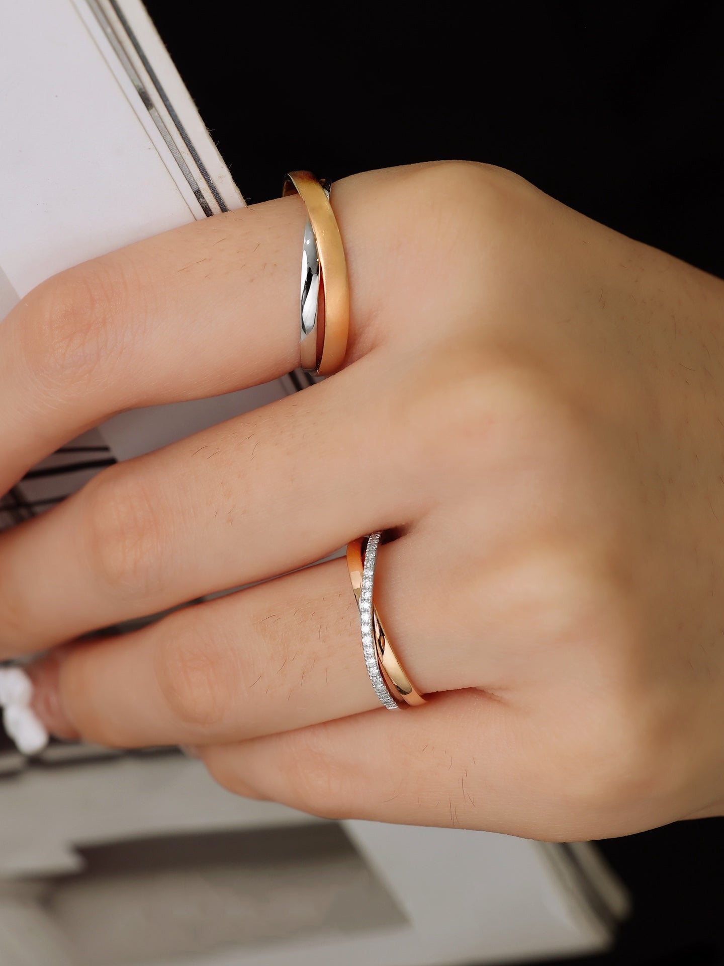 18k Gold Wedding Ring Pair with Diamonds