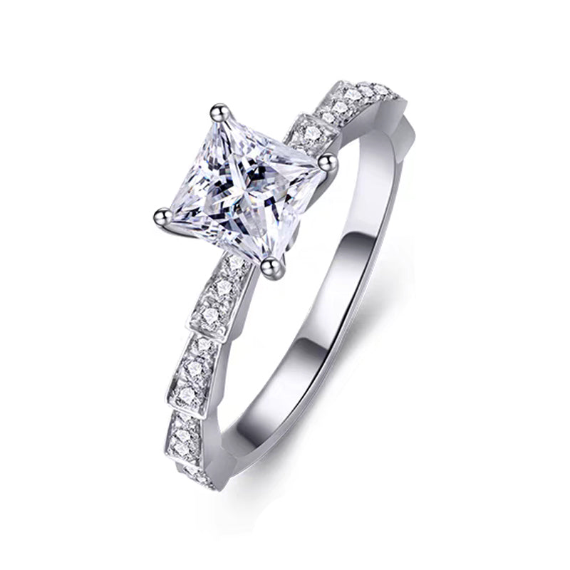 1ct Lab-Created Diamond Princess-Cut Solitaire 18k Gold Ring