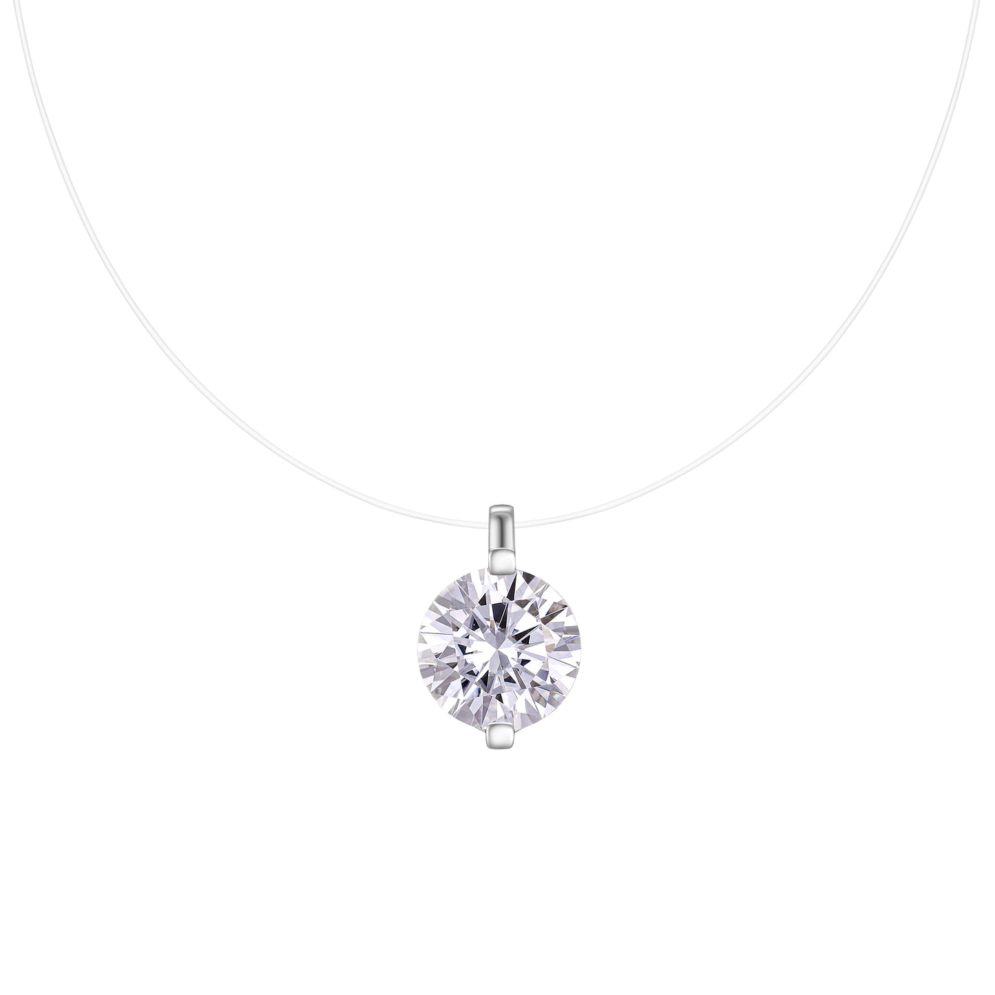 Moissanite 925 Silver covered with White 18k Gold Pendant Necklace