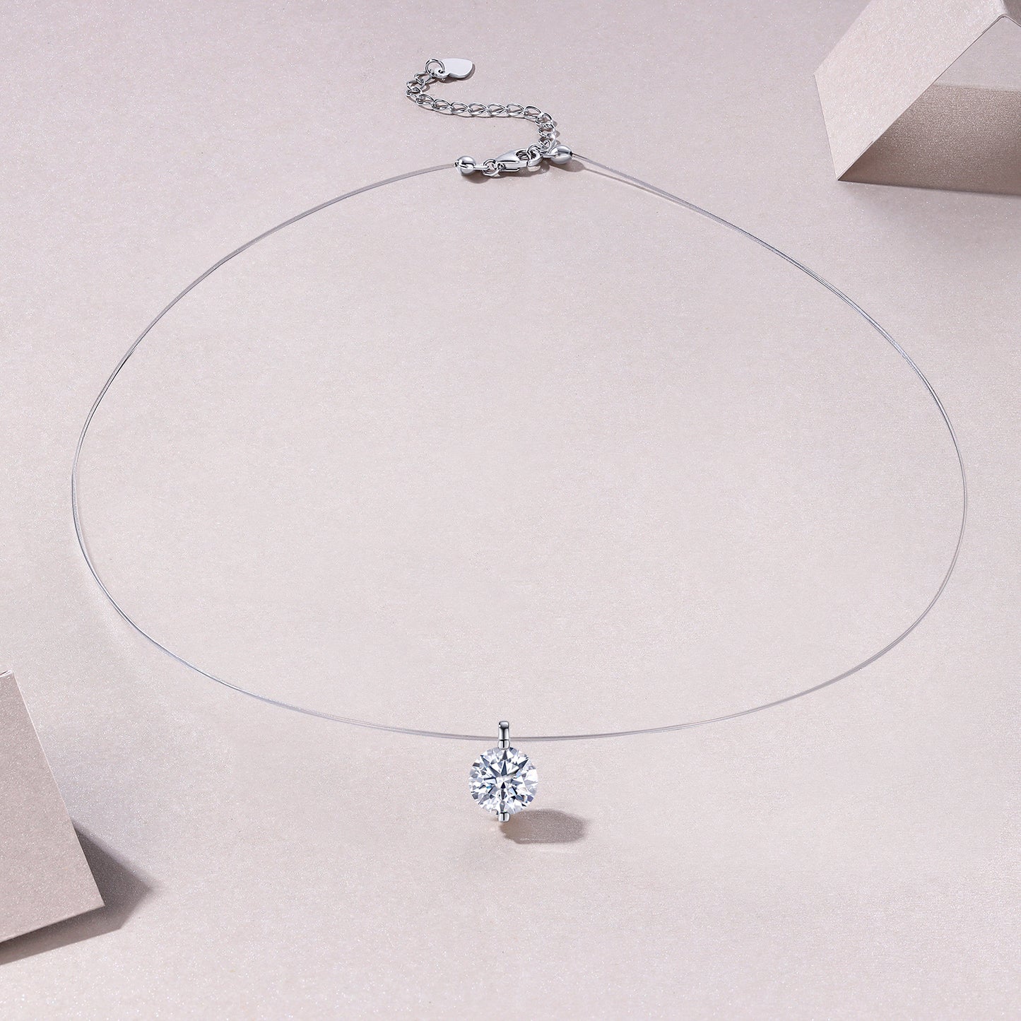 Moissanite 925 Silver covered with White 18k Gold Pendant Necklace