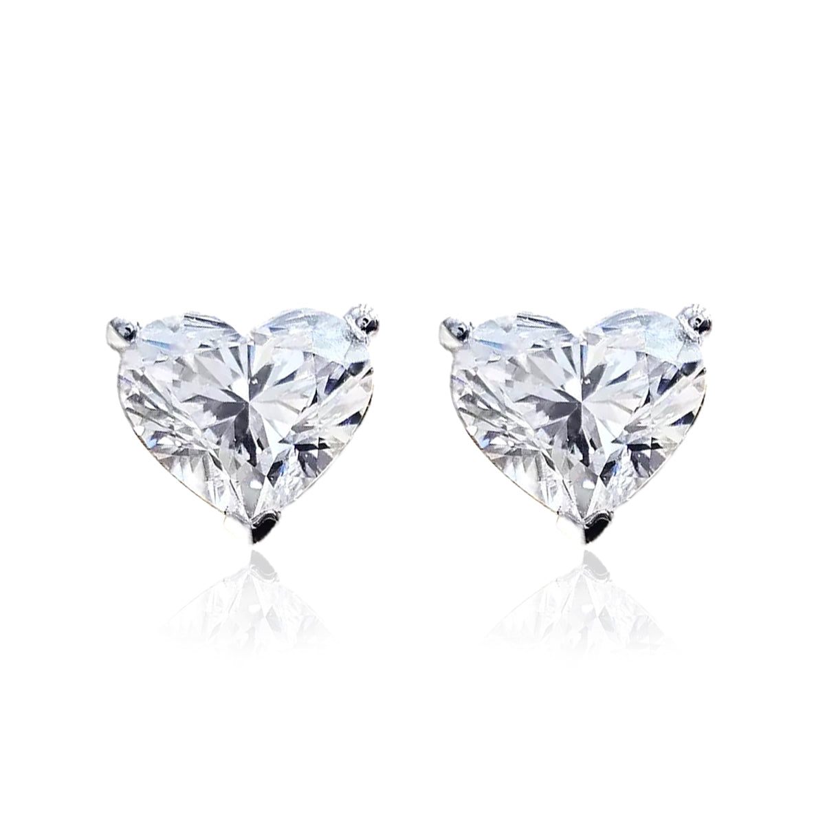 4ct Lab-Created Diamond 18k Gold Heart Earstuds