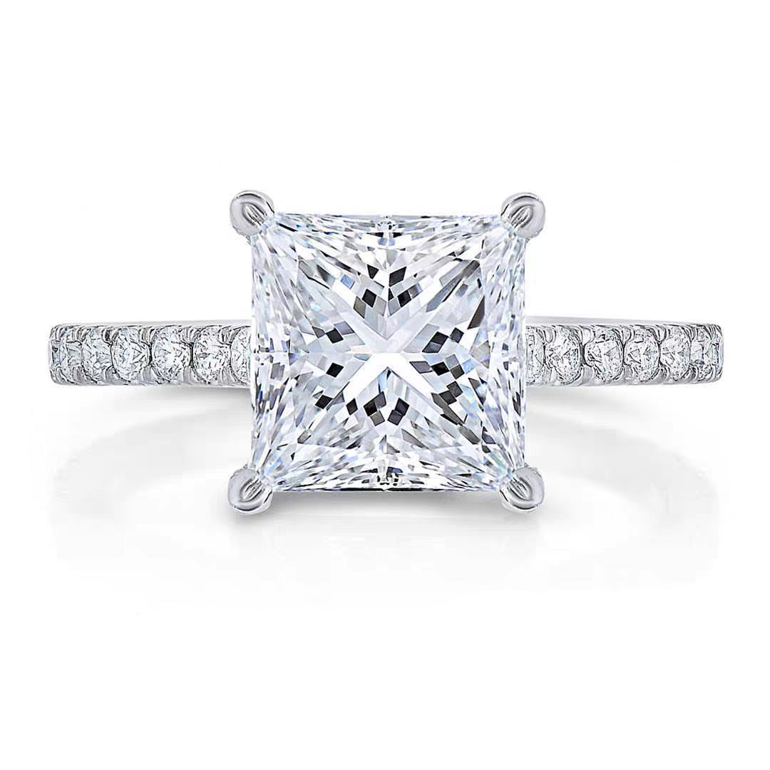 2ct Lab-Created Diamond Princess-Cut 18k Gold Ring