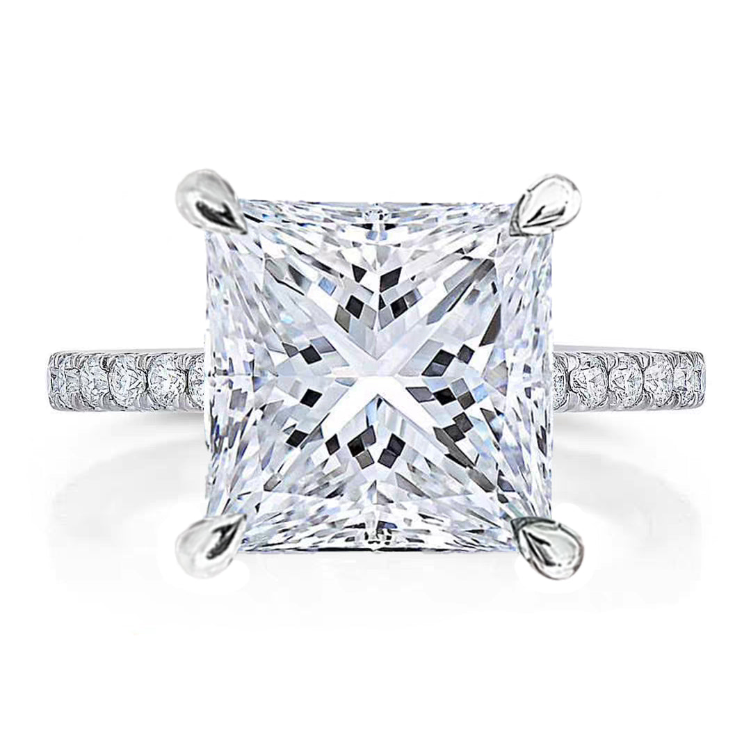 5ct Lab-Created Diamond Princess-Cut Solitaire 18k Gold Ring