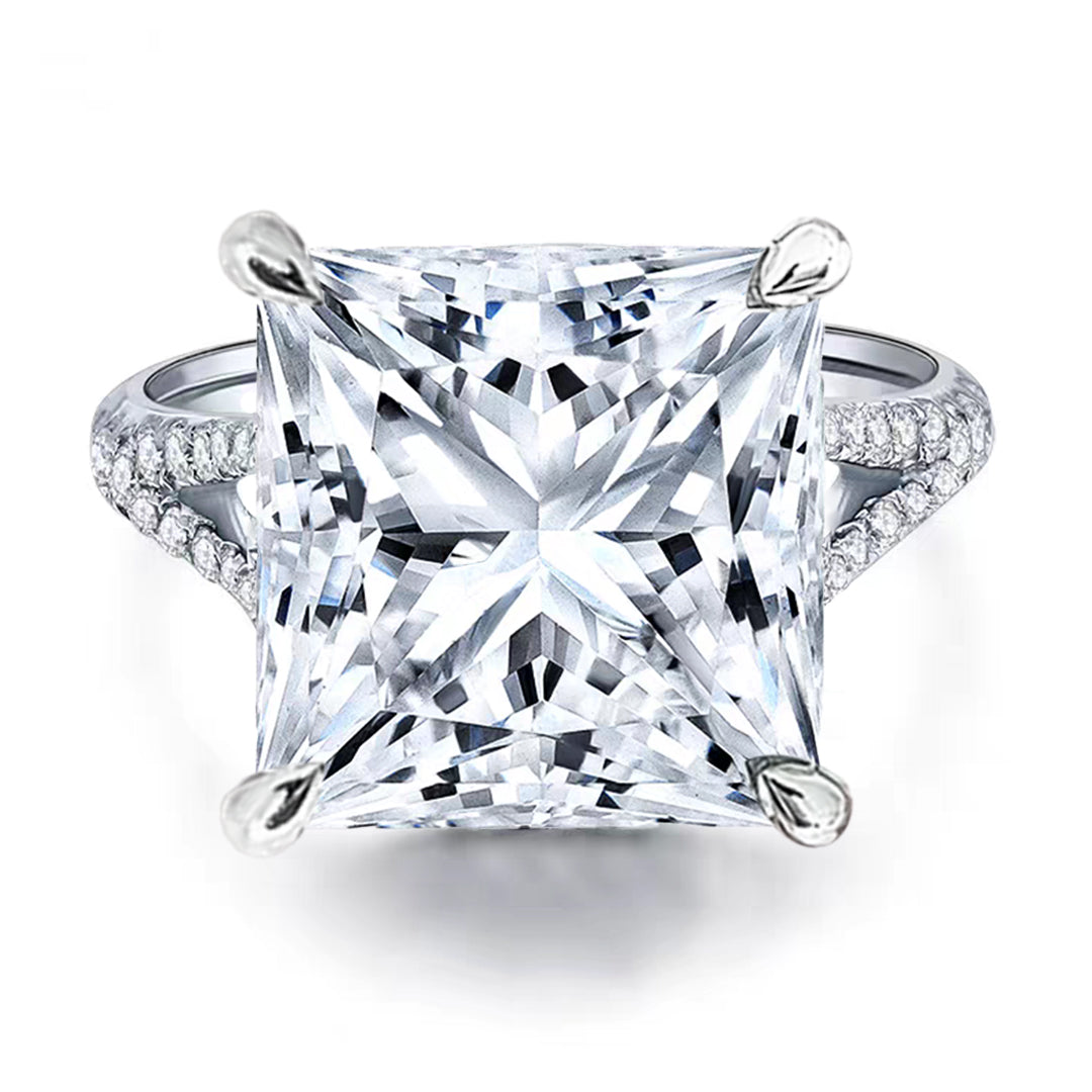 5ct Lab-Created Diamond Princess-Cut Solitaire 18k Gold Y-Band Ring