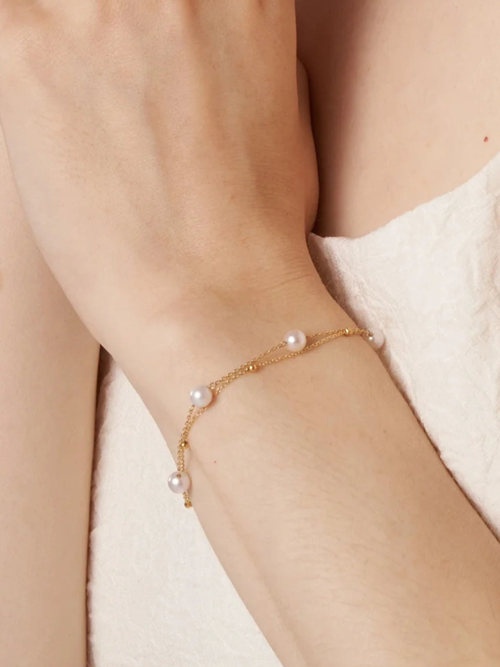 18k Gold Chain and Pearl Bracelet