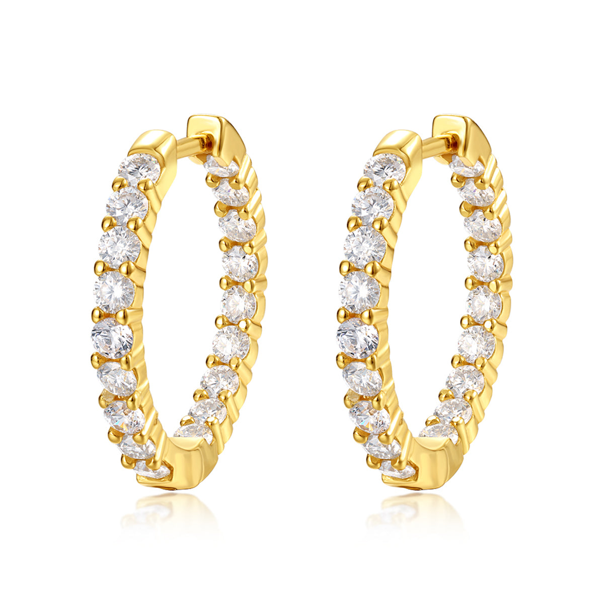 2ct Moissanite 18k Gold-Covered 925 Silver Hoop Earrings