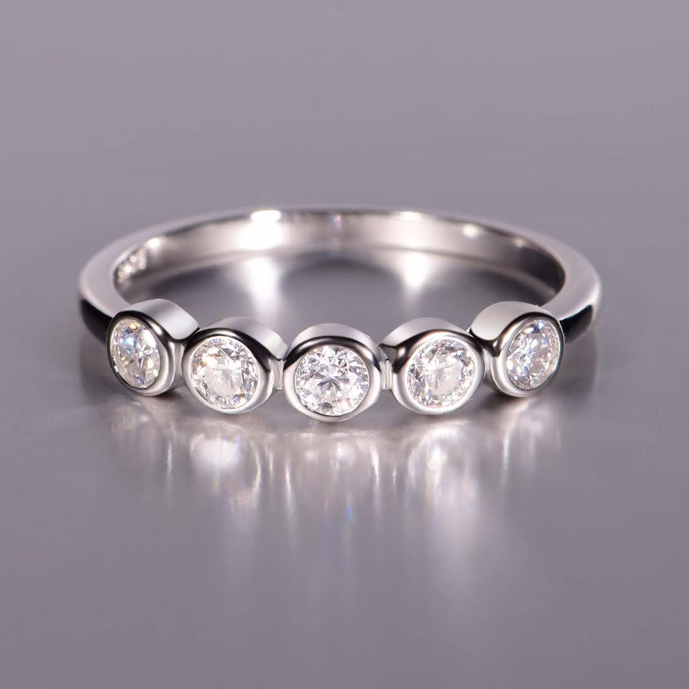 0.5ct Moissanite 18k Gold-Covered 925 Silver Half-Band Eternity Ring