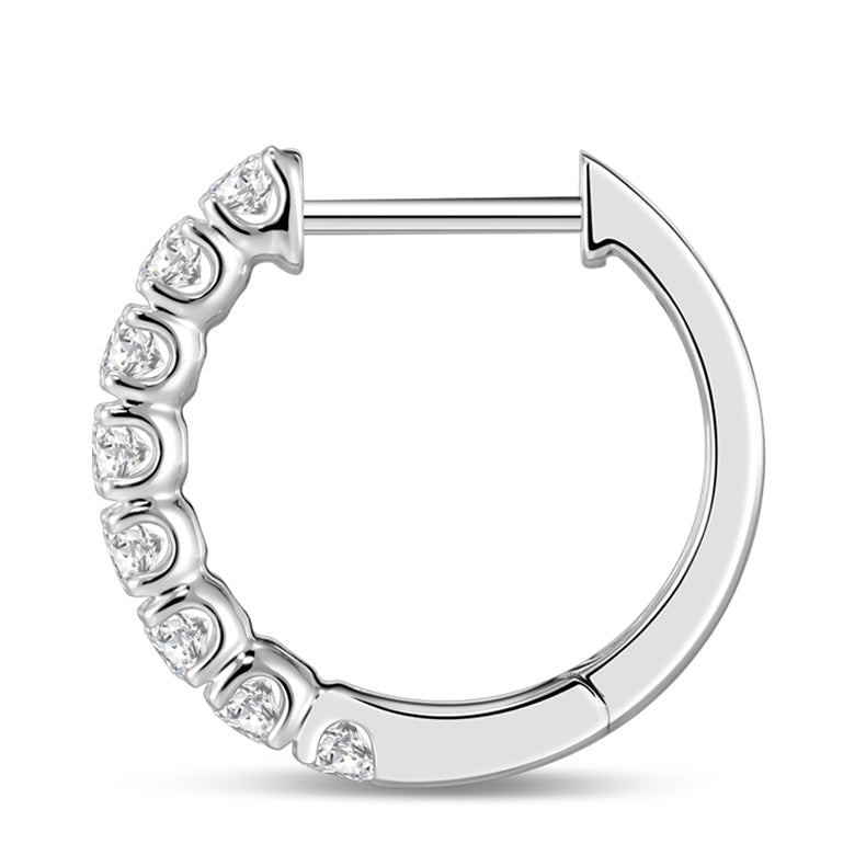 18k White Gold Lab-Created Diamond Hoop Earrings