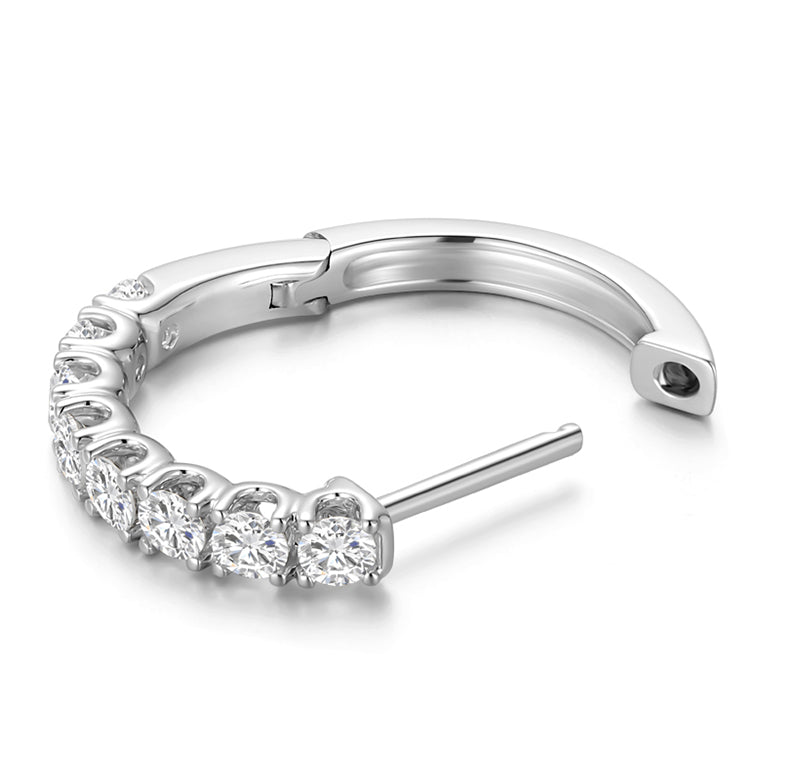 18k White Gold Lab-Created Diamond Hoop Earrings