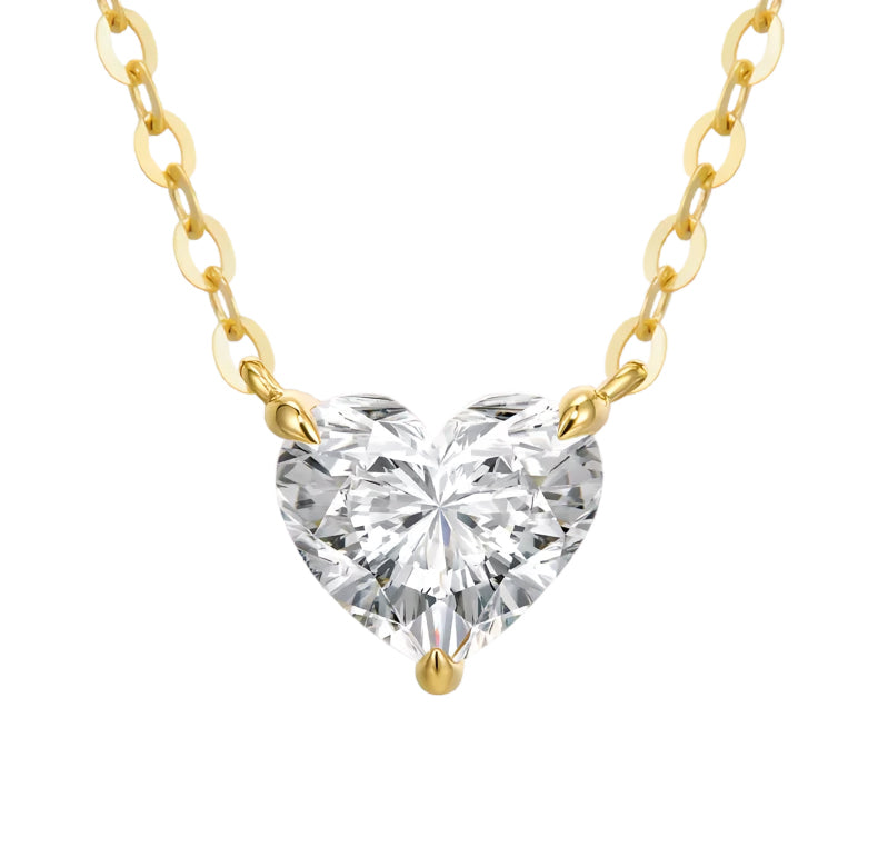 0.5ct Lab-Created Heart Diamond 18k Gold Necklace