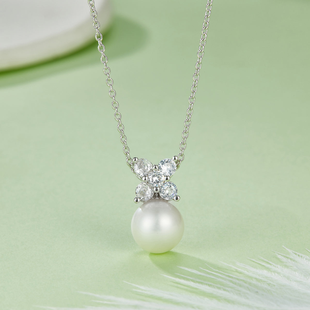 Freshwater Pearl and Moissanite 18k Gold-Coated 925 Silver Necklace