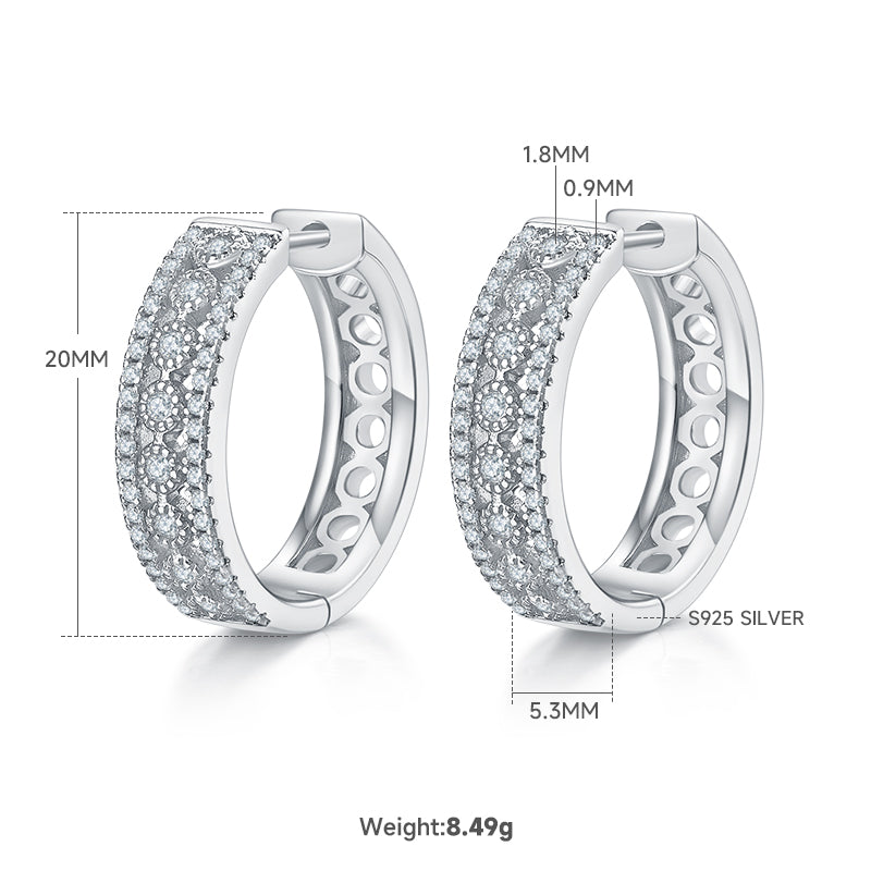 Hoop Earrings in 18k Gold covered 925 Silver with Mossanites