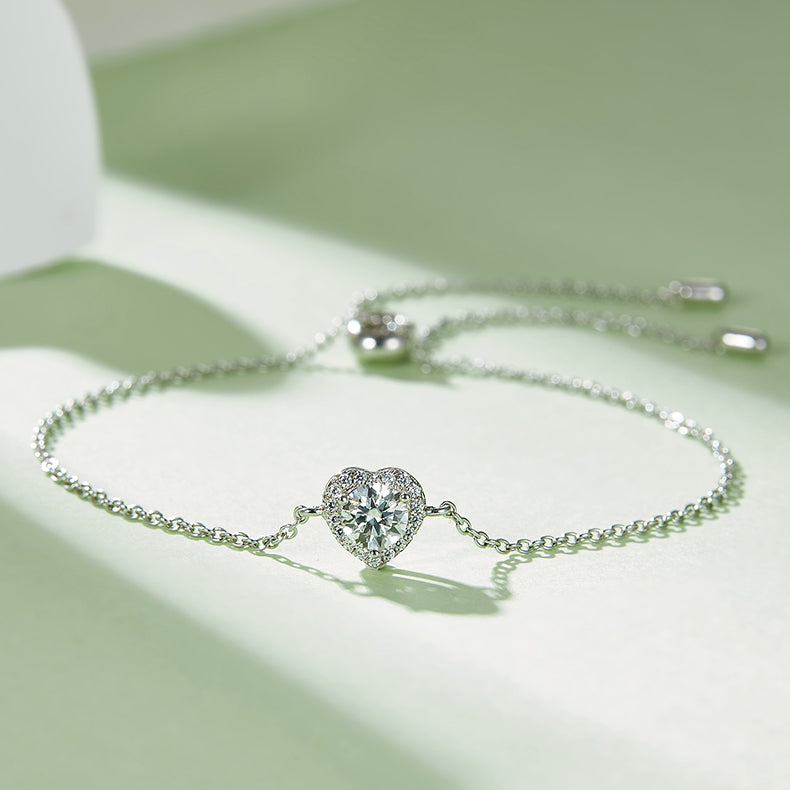 18k Gold Heart Bracelet with 0.5ct Lab-Created Diamond