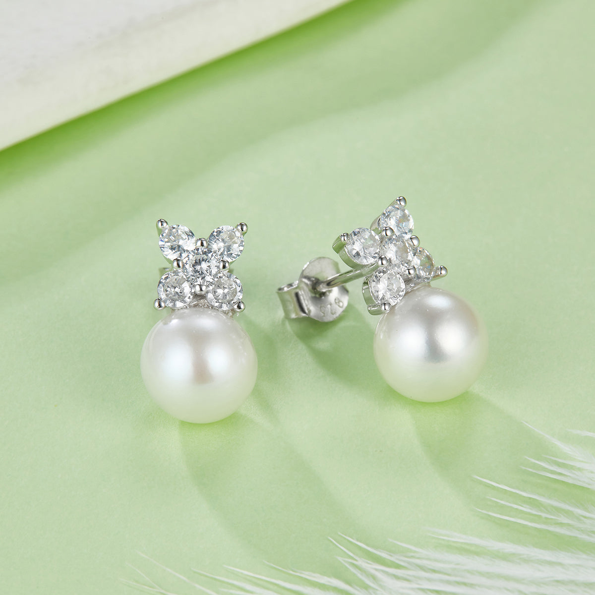 Freshwater Pearl and Moissanite 18k Gold-Coated 925 Silver Earrings