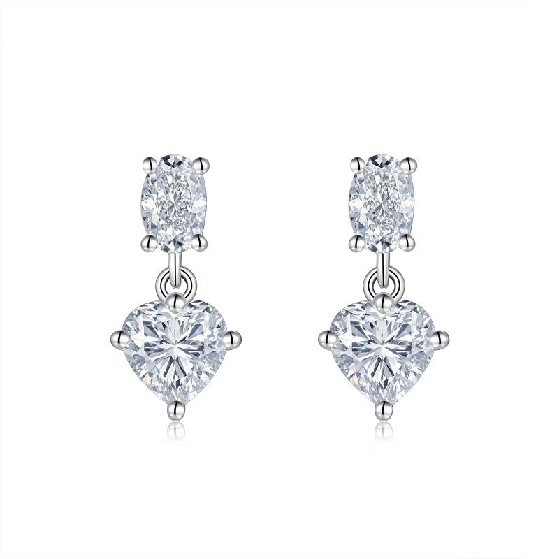 Moissanite Twostone Earstuds in White 18k Gold covered 925 Silver