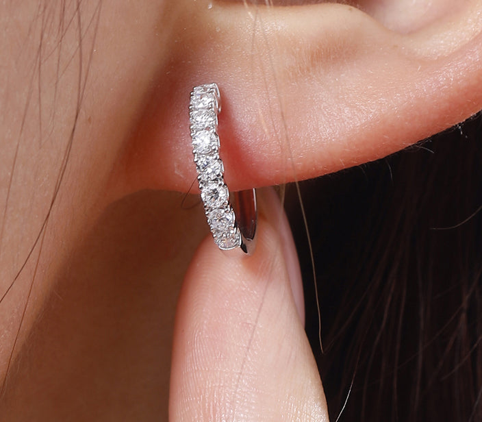 18k White Gold Lab-Created Diamond Hoop Earrings