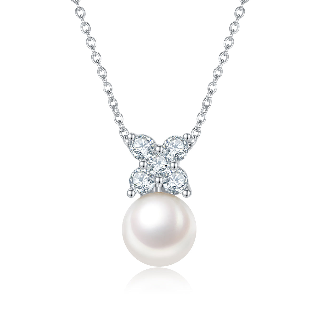 Freshwater Pearl and Moissanite 18k Gold-Coated 925 Silver Necklace