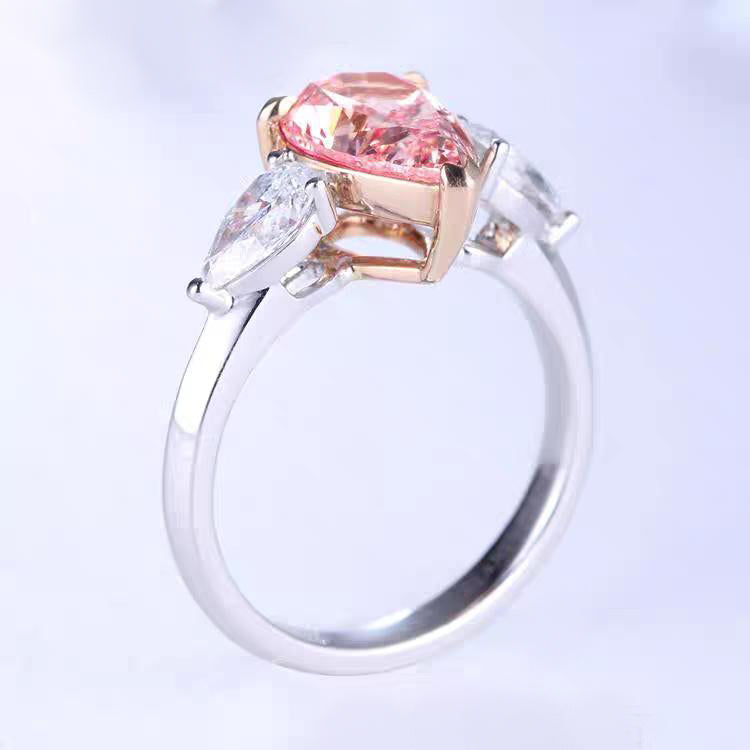 3ct Lab-Created Pink Diamond 18k Gold Ring