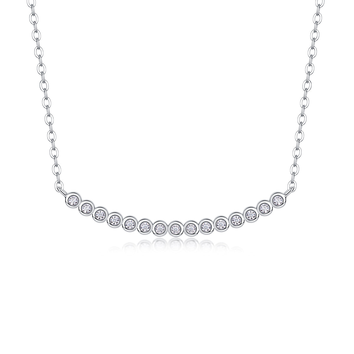 White 18k Gold-Covered 925 Silver Smile Necklace with 1.2ct in Moissanites