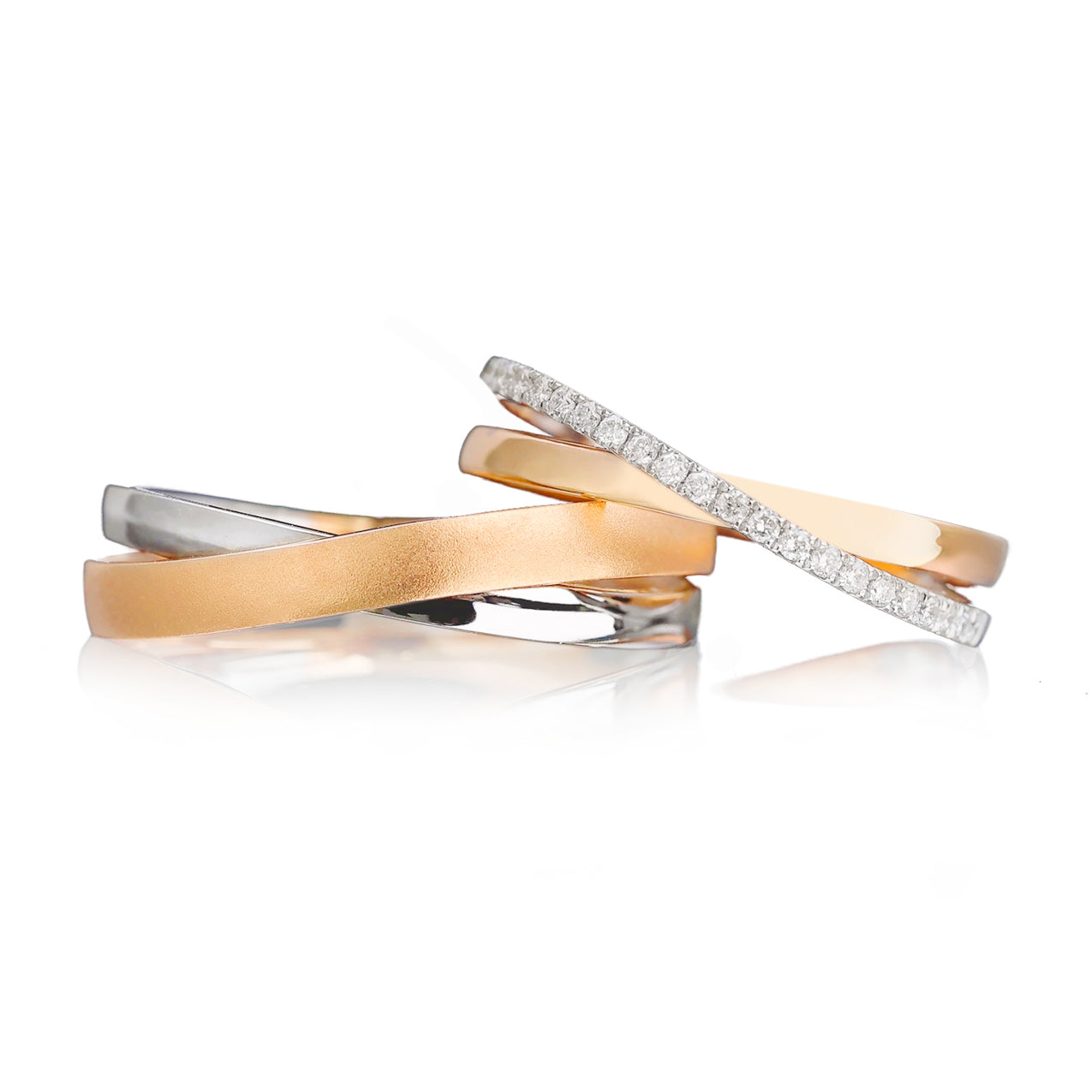 18k Gold Wedding Ring Pair with Diamonds