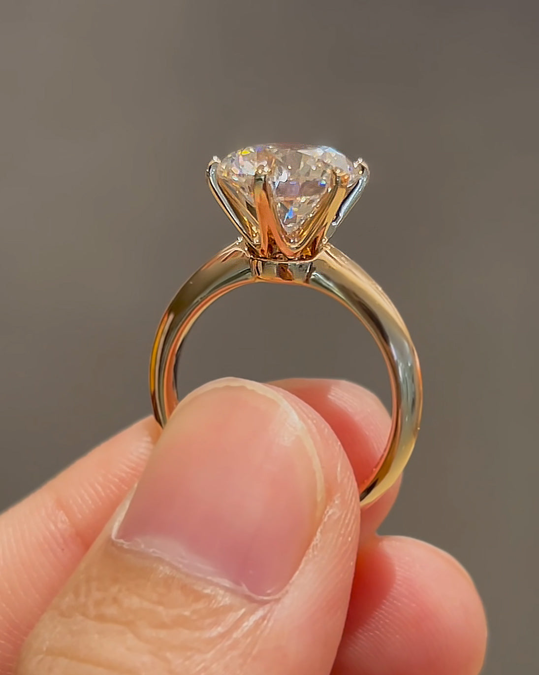 18k Gold 3ct Lab-Created Diamond Solitaire Ring