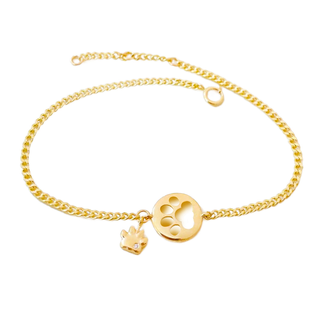 18k Gold Puppy Paw Bracelet with Diamond