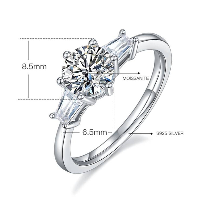 925 Silver and Moissanite Ring