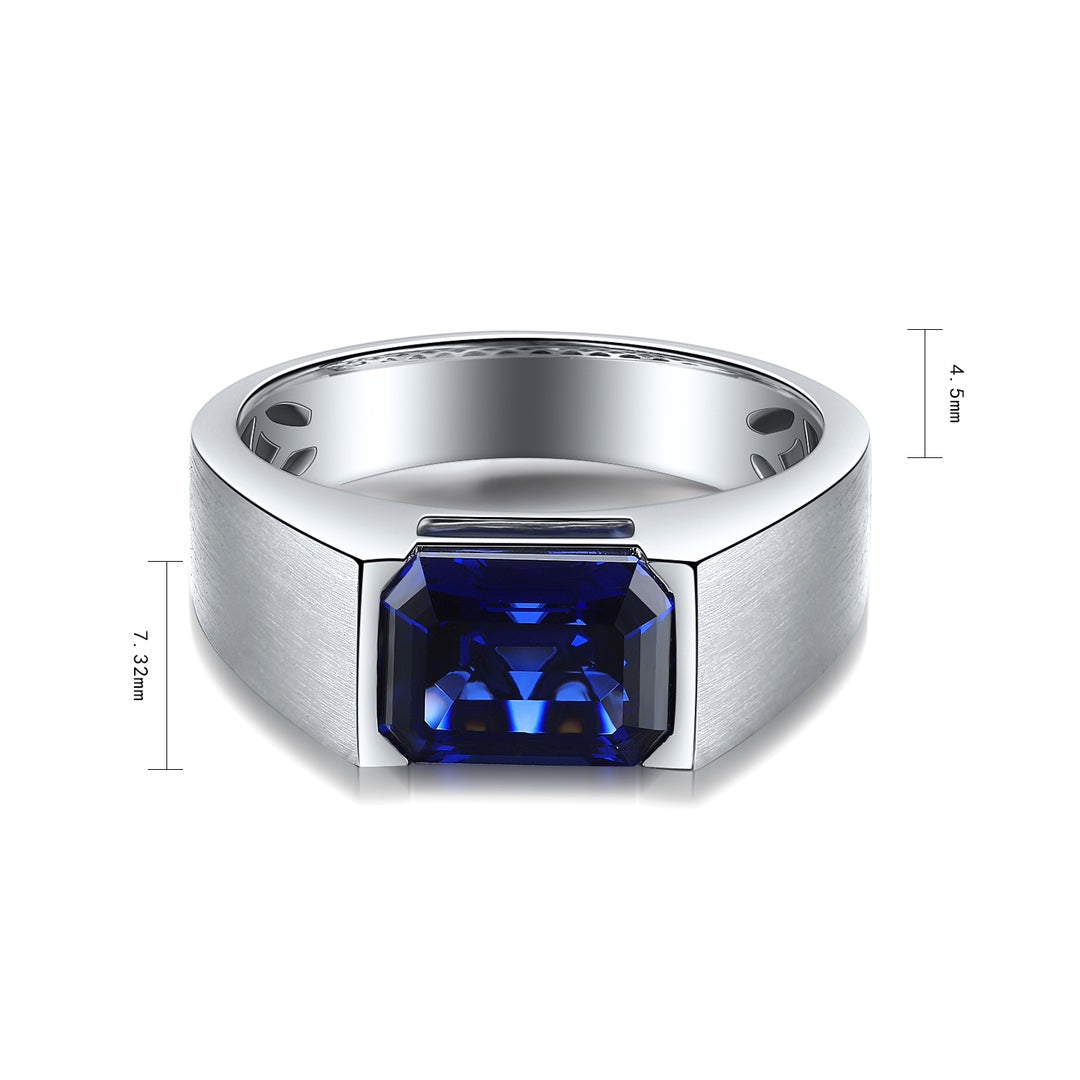 925 Silver Ring with 3.5ct Lab-Created Blue Sapphire