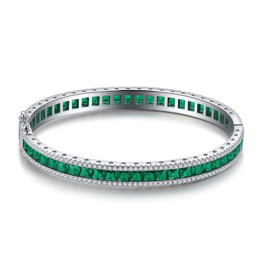 925 Silver Bracelet with Lab-Created Emerald