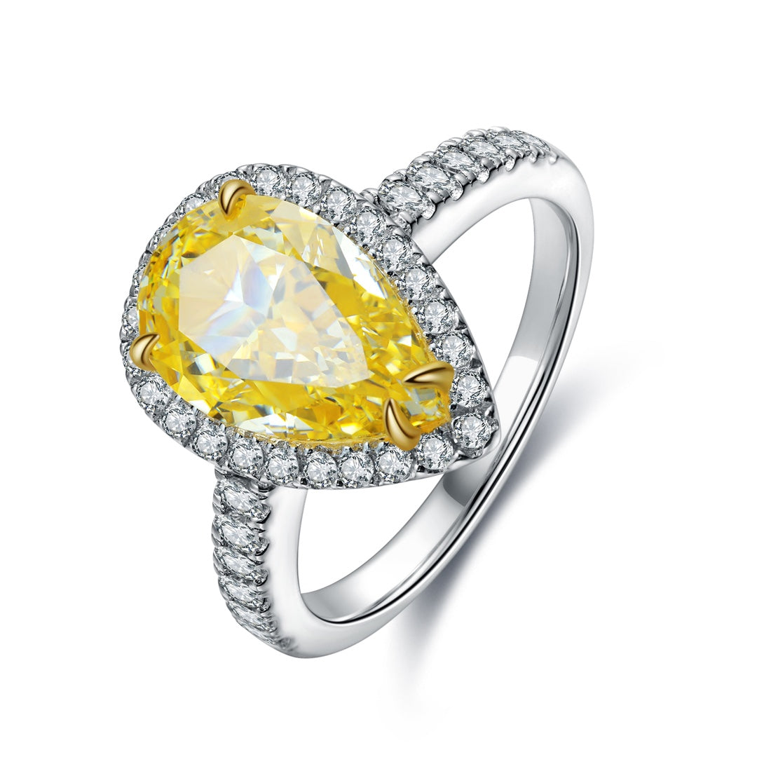 925 Silver Ring with Yellow Zircon