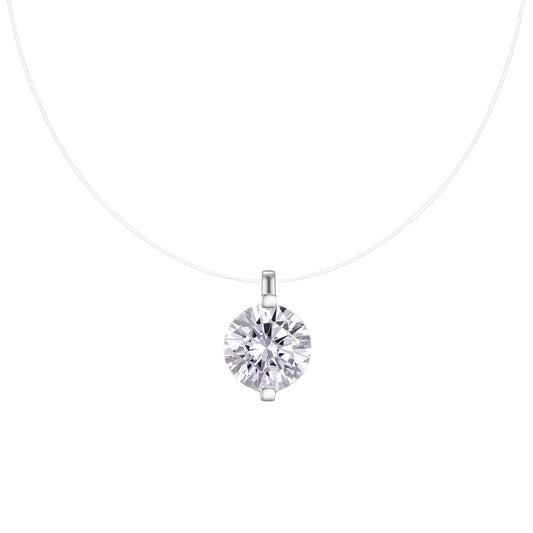 Moissanite 925 Silver covered with White 18k Gold Pendant Necklace
