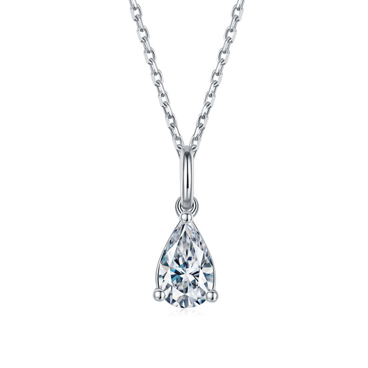 18k Gold Necklace with  2ct Lab-Created Droplet Diamond