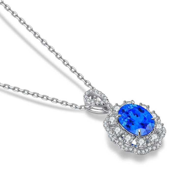 925 Silver Necklace with 3ct Lab-Created Cobalt-Spinel