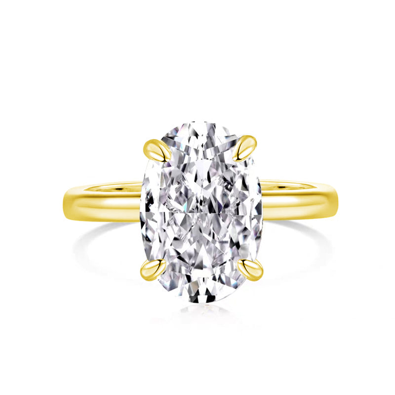 18k Gold Ring with 3ct Oval Lab-Created Diamond