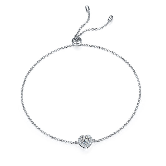 18k Gold Heart Bracelet with 0.5ct Lab-Created Diamond