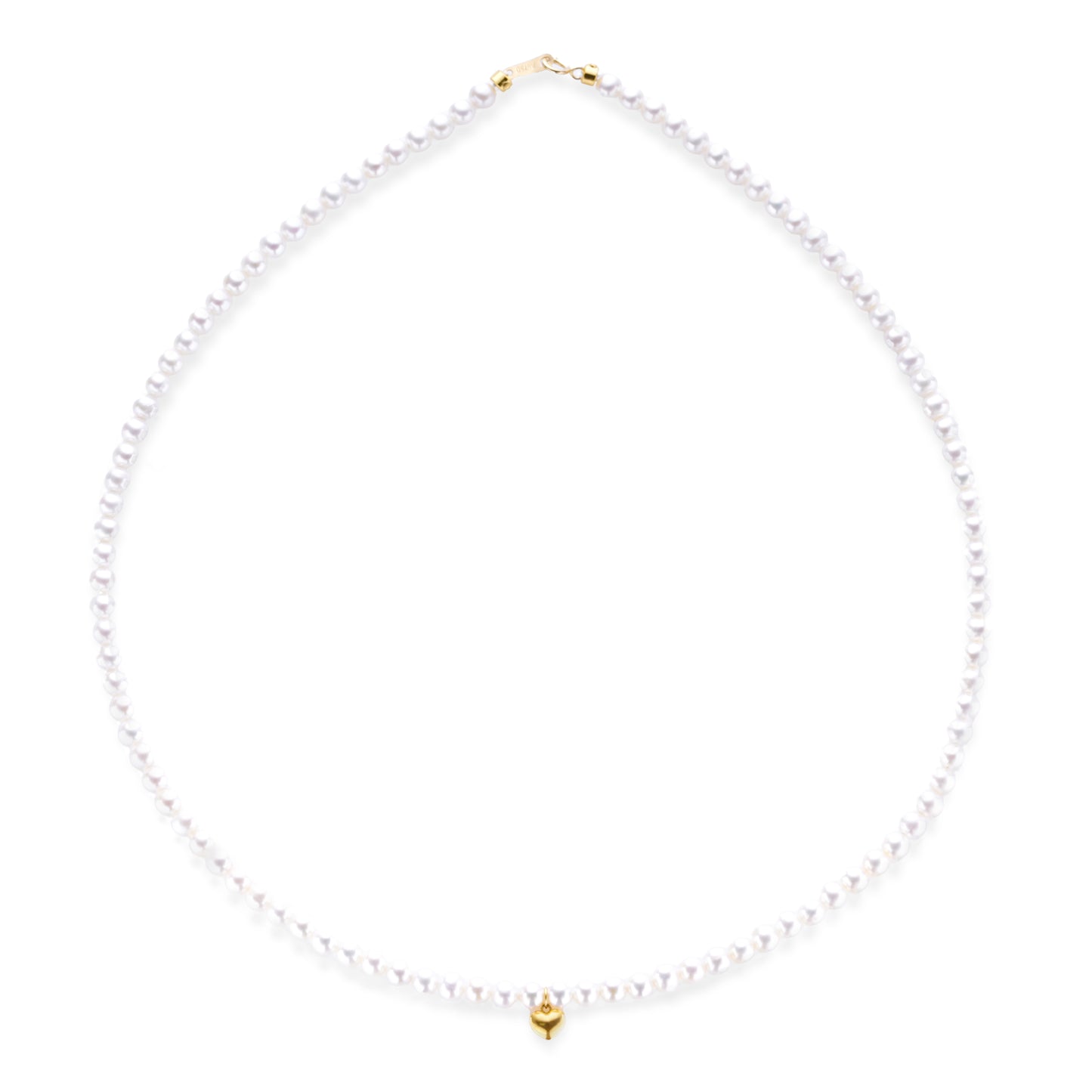 18k Gold and Pearl Necklace with Heart