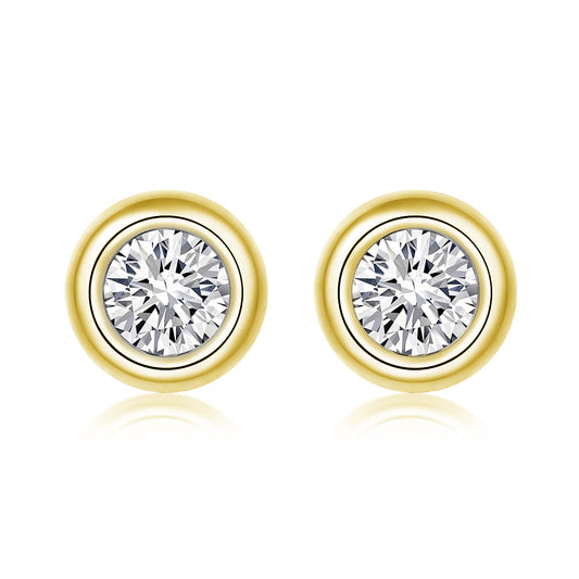 18K Gold and Lab-Created 0.5ct Diamond Earstuds