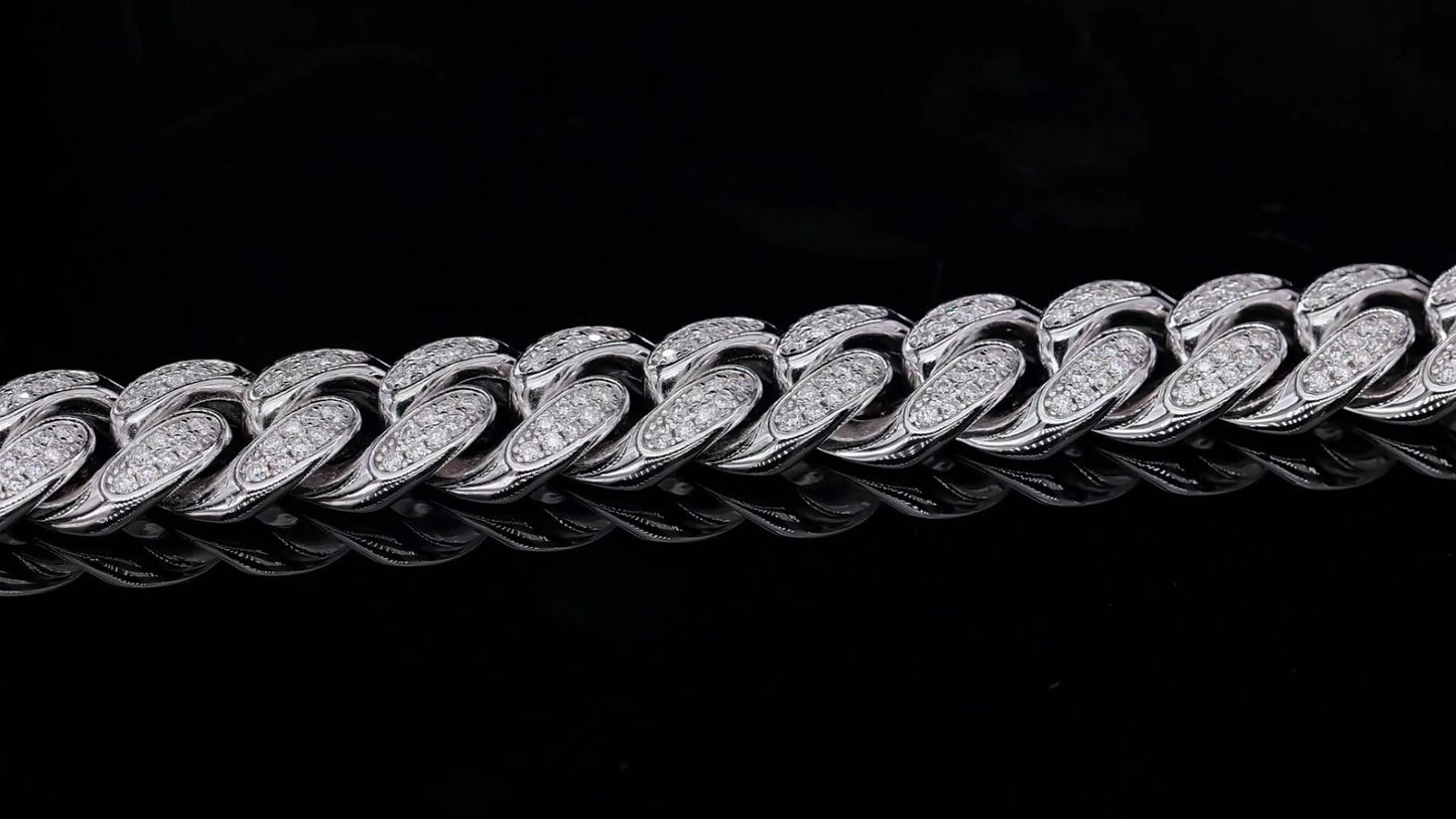 Masculine 925 Silver Chain Bracelet with Brilliant Moissanites