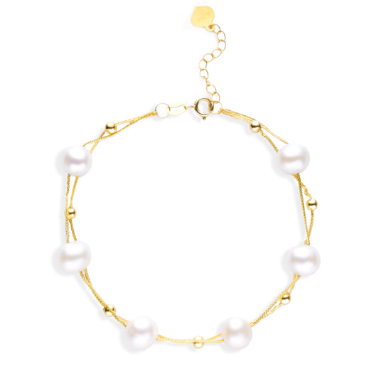 18k Gold Chain and Pearl Bracelet