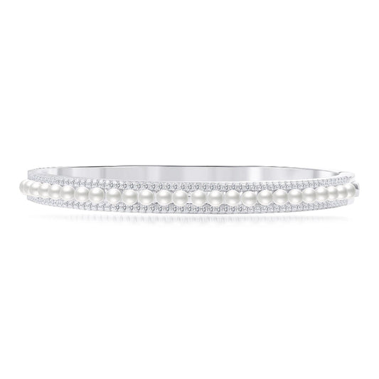 925 Silver Bracelet with Pearls and Zircons