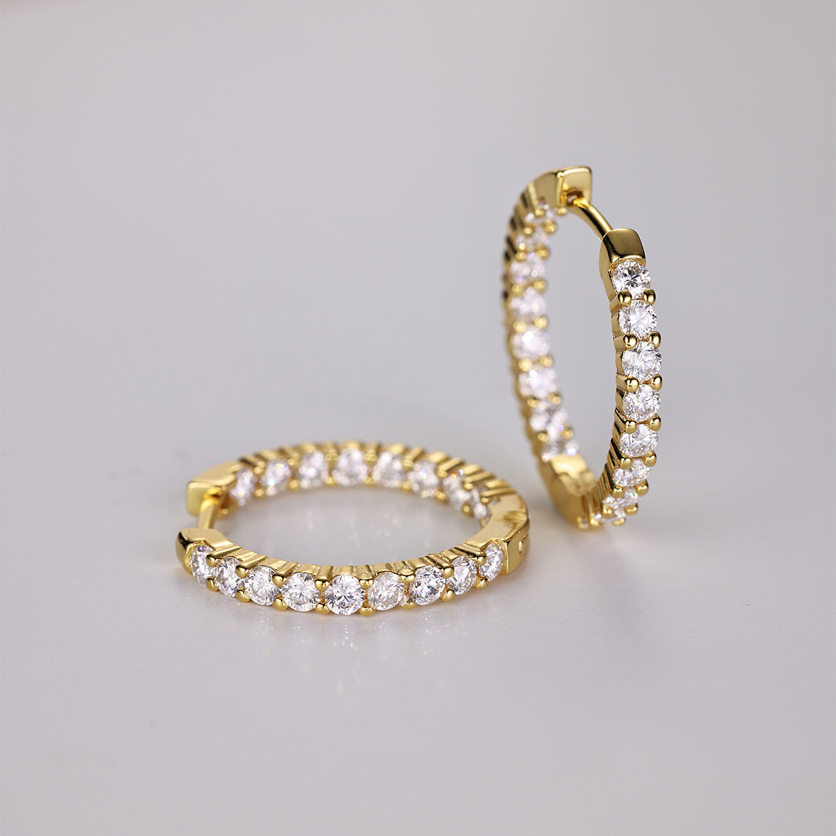 2ct Moissanite 18k Gold-Covered 925 Silver Hoop Earrings
