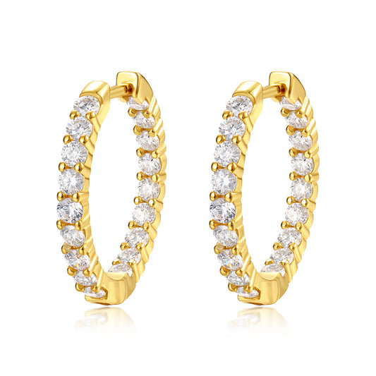 2ct Moissanite 18k Gold-Covered 925 Silver Hoop Earrings