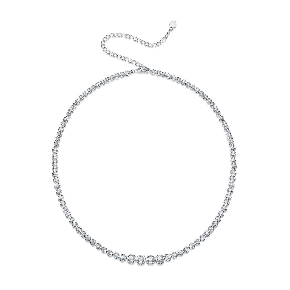 White 18k Gold-Covered 925 Silver Tennis Necklace with 1.2ct in Moissanites
