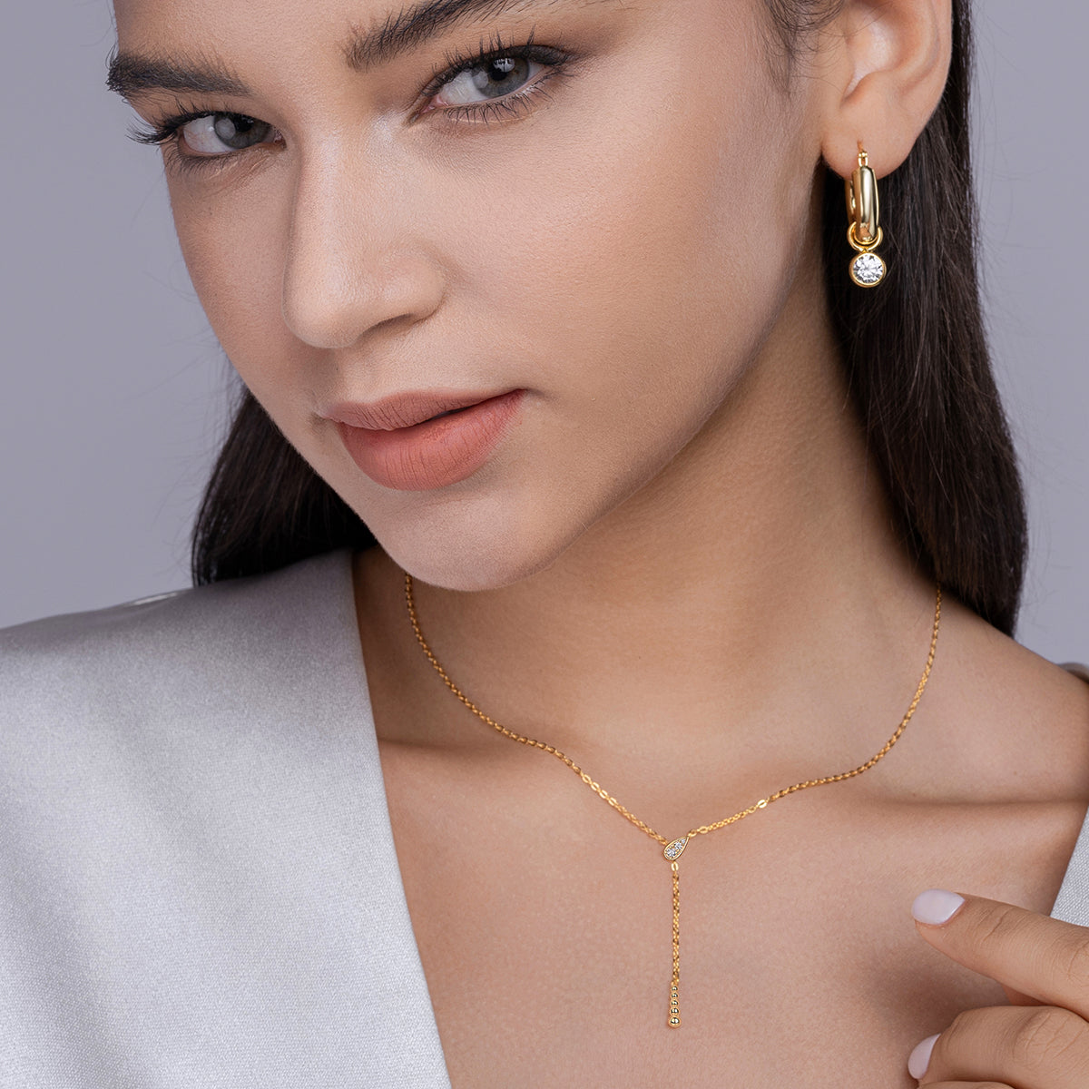 18k Gold-Covered 925 Silver Chain Necklace with 1.2ct in Moissanites