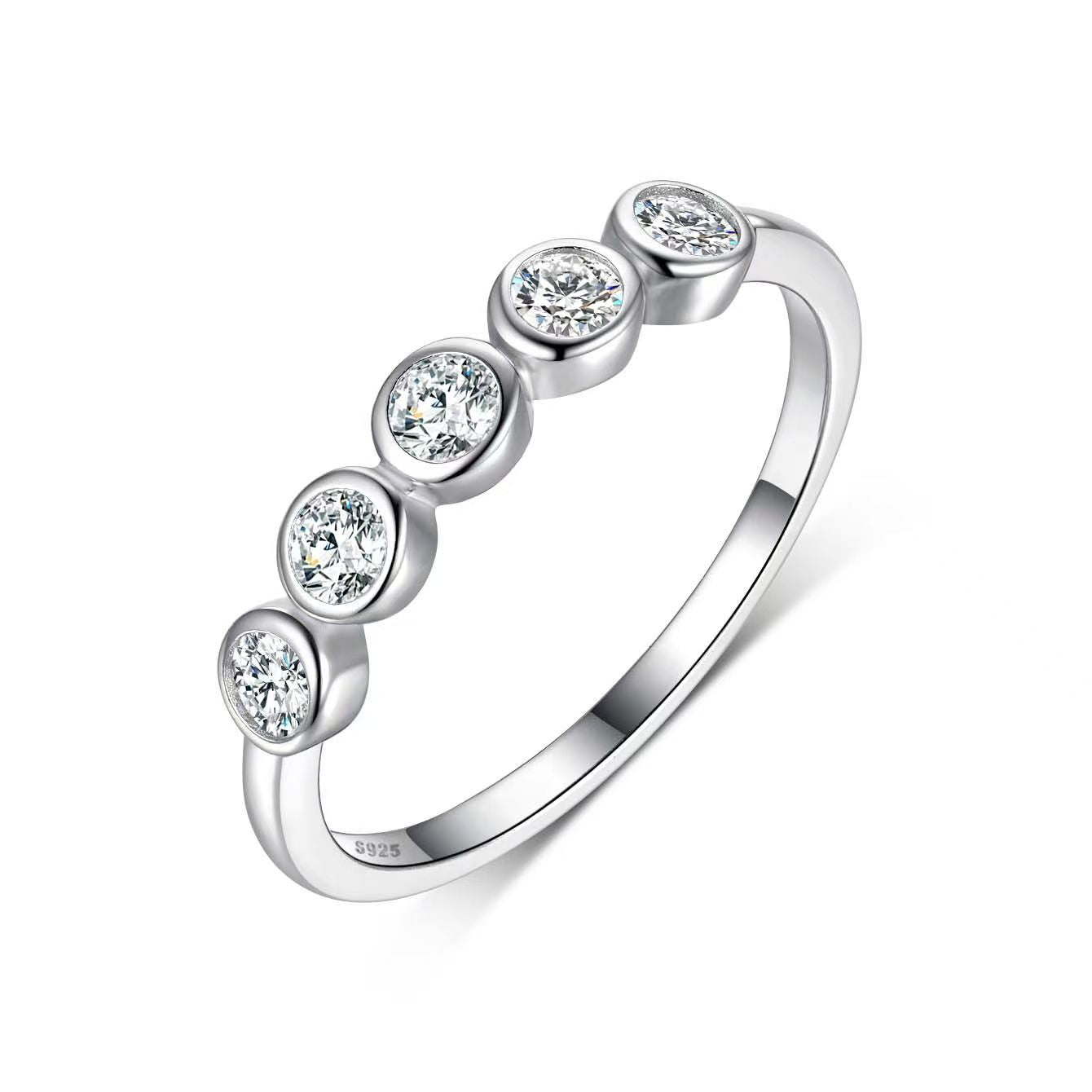 0.5ct Moissanite 18k Gold-Covered 925 Silver Half-Band Eternity Ring
